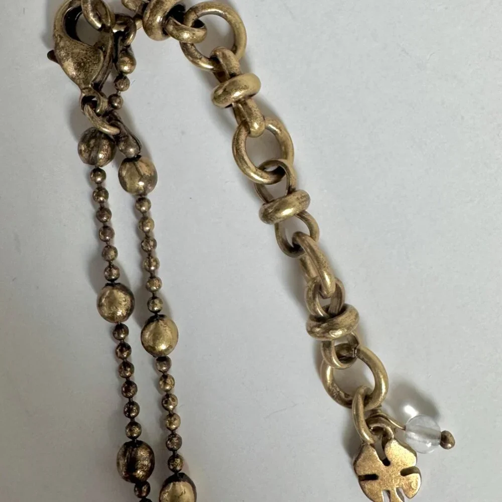 Vintage Lucky Gold Tone Moonglow Pendant Necklace with Matching Dangle Earrings - Picture 7 of 16